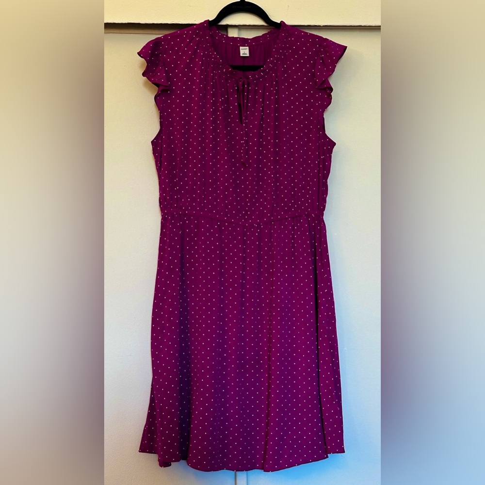 Old Navy - Magenta Polka Dot Dress - Size Large